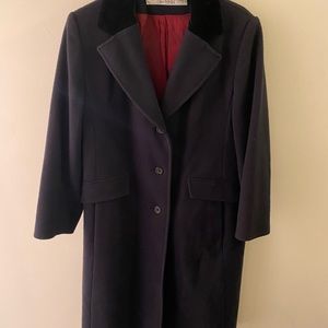 Vintage Evan Picone merino wool navy trench coat